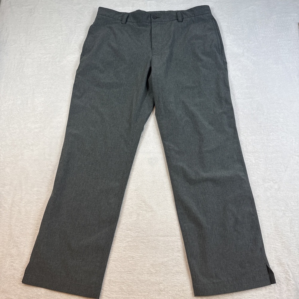 Slazenger Mens Flat Front Golf Pants W36 L30 Charcoal Gray Polyester Spandex